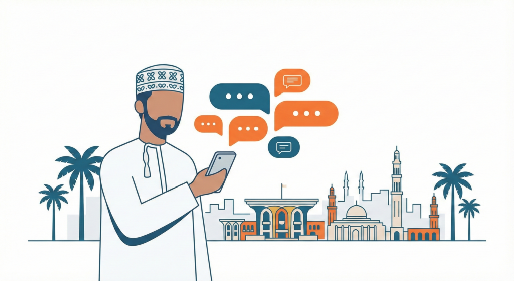 Illustration of leads moving from social media and website into WhatsApp chats and becoming customers.