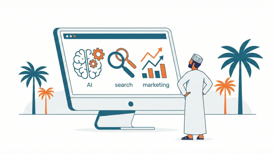 Omani business owner using WhatsApp on a smartphone to communicate with customers.