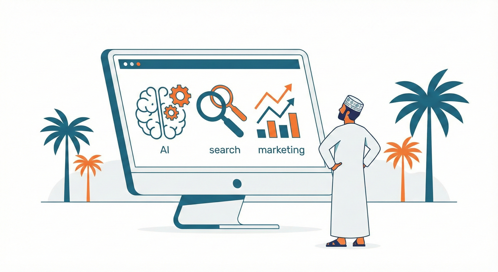 Omani business owner using WhatsApp on a smartphone to communicate with customers.